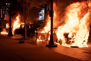 photos of burning cars
