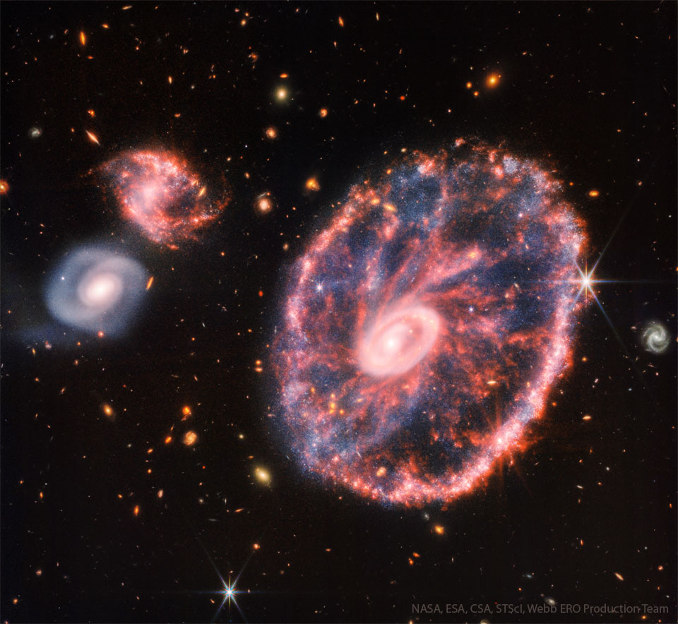 Cartwheel Galaxy Resembling Spokes and Wheel