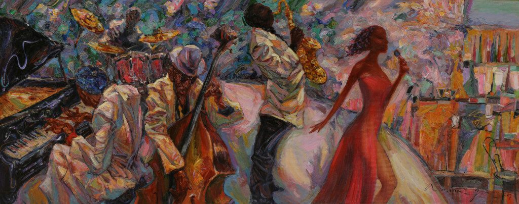 Jazz,Singer,,Jazz,Club,,Jazz,Band,oil,Painting,,Artist,Roman,Nogin,